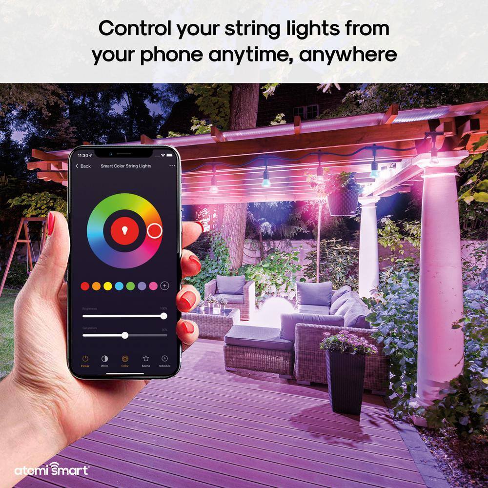 Atomi Smart WiFi Color String Lights. 24ft. Alexa/Google Compatible. Waterproof LED