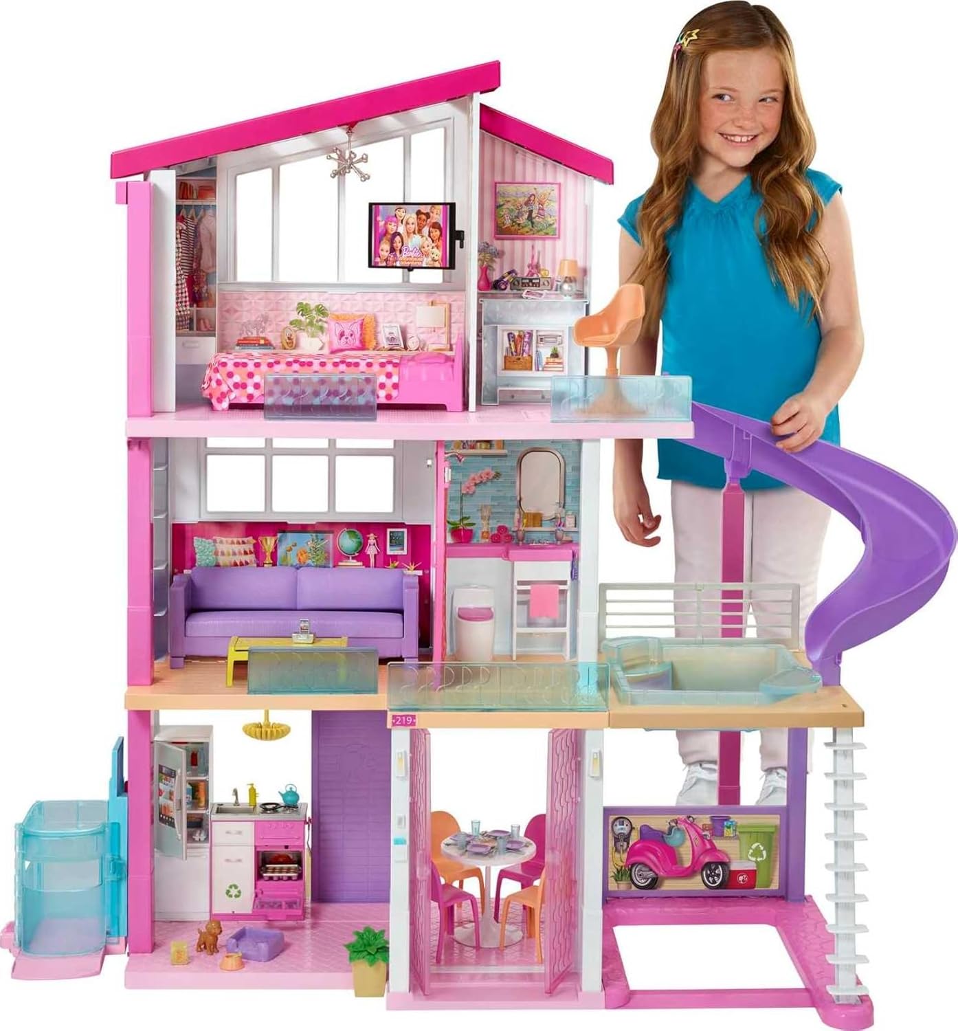 2026 Barbie DreamHouse  Doll House Playset with 70+ Accessories Including Transforming Furniture  Elevator  Slide  Lights & Sounds
