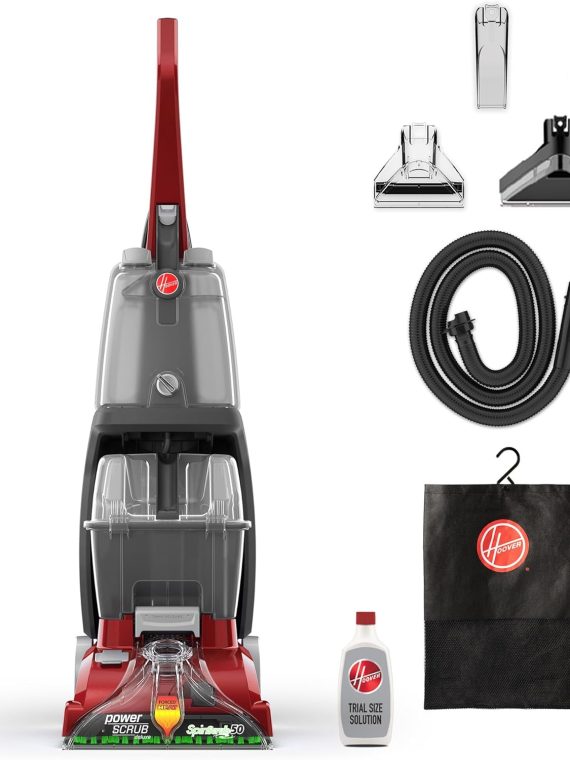 2026 Hoover PowerScrub Deluxe Carpet Cleaner Machine  for Carpet and Upholstery  Deep Cleaning Carpet Shampooer  Carpet Deodorizer and Pet Stain Remover  FH50150NC  Red