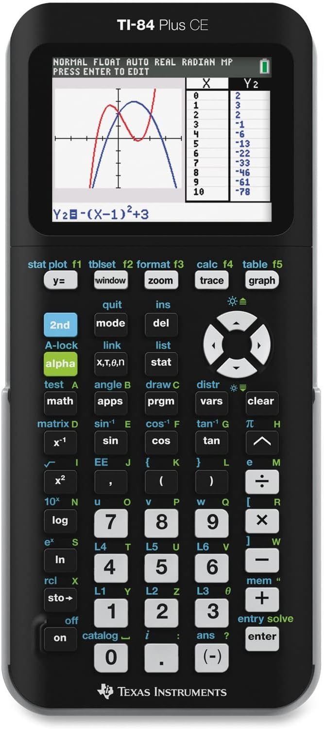 2026 Texas Instruments TI-84 Plus CE Color Graphing Calculator  Black 7.5 Inch