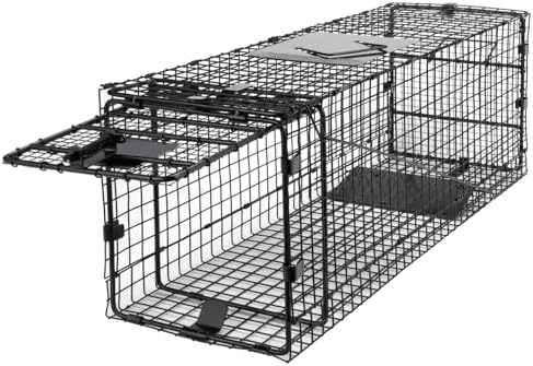2026 Humane Way Folding 32 Inch Live Humane Animal Trap – Safe Traps for All Animals – Raccoons  Cats  Groundhogs  Opossums – 32′′x10′′x12′′ Black