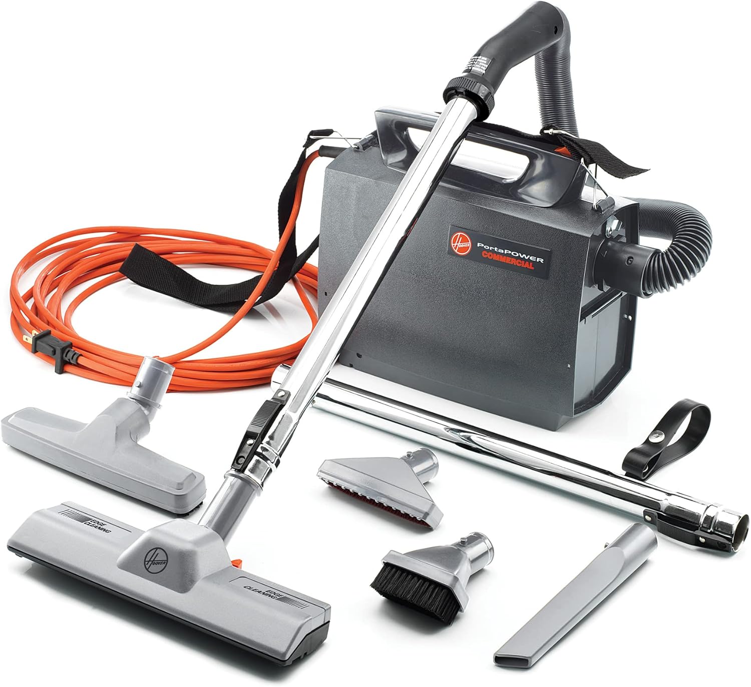 2026 Hoover Commercial PortaPower Lightweight Bagged Canister Vacuum Cleaner with Attachments  Portable Professional Pro Grade  Above Floor Cleaning  with Built-In Blower  CH30000  Black
