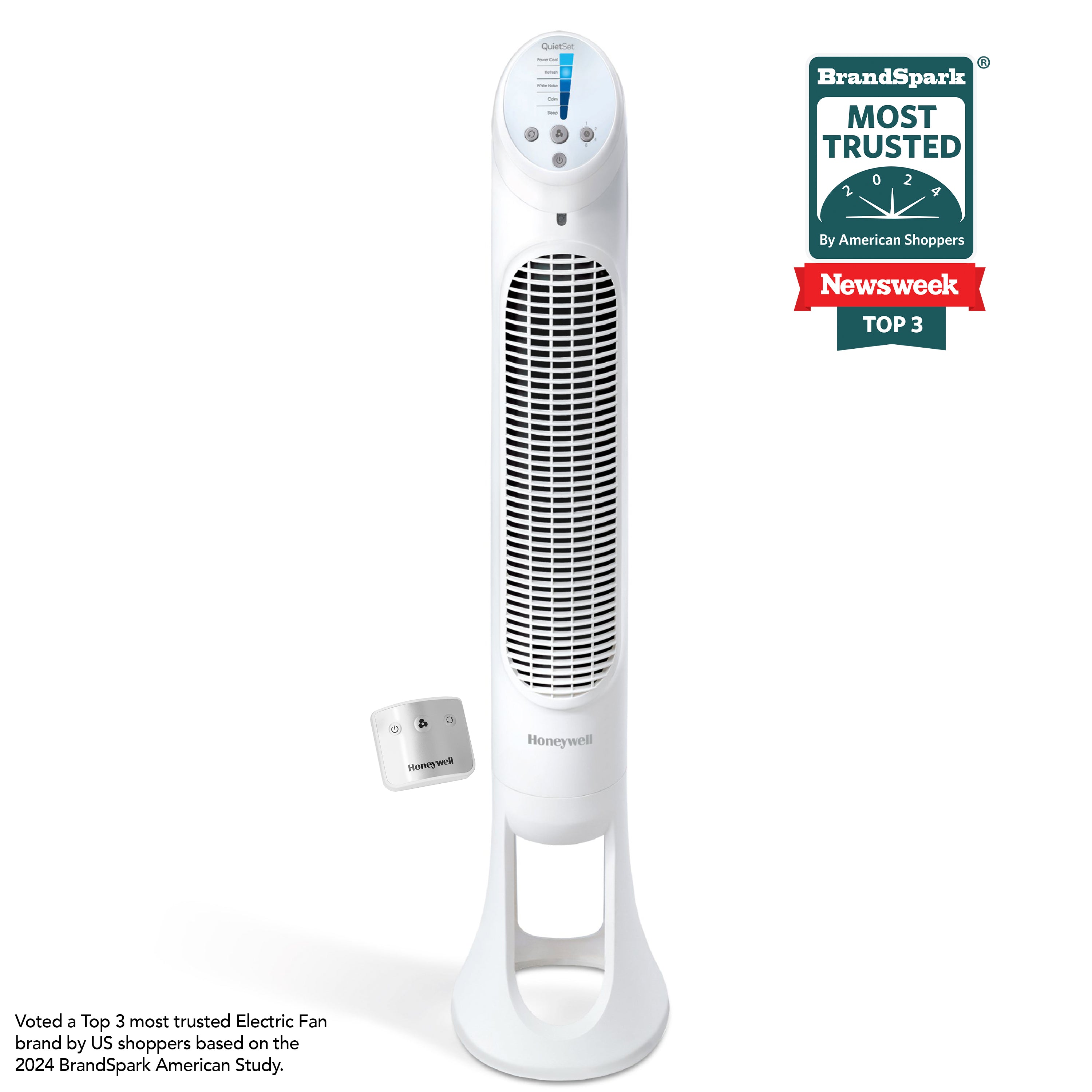 2026 Honeywell – QuietSet 5-Speed Oscillating Tower Fan White HYF260W – White