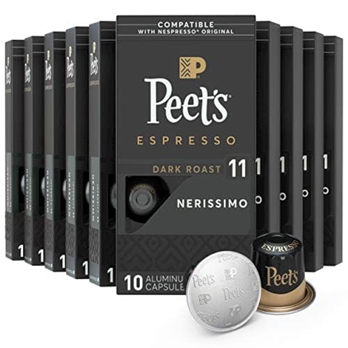 2026 Peet’s Coffee  Dark Roast Espresso Pods  Nerissimo Intensity 11  100 Count (10 Boxes of 10 Espresso Capsules)