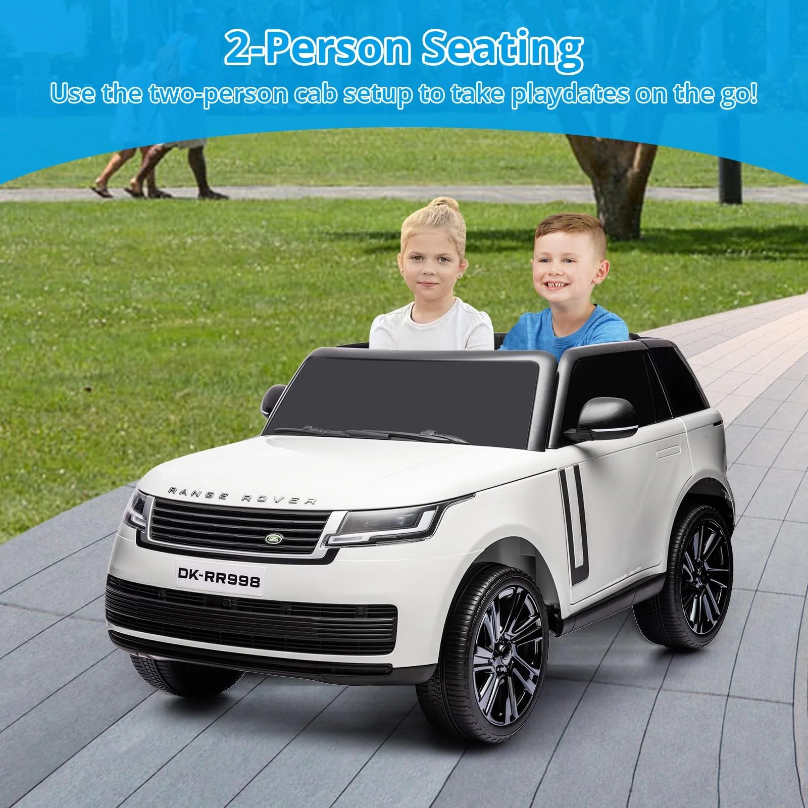 24V 2-Seater Land Rover Ride-On Car For age 3+, With MP3, 3 Speeds, Remote Control, LED, 4-Wheel Suspension – White