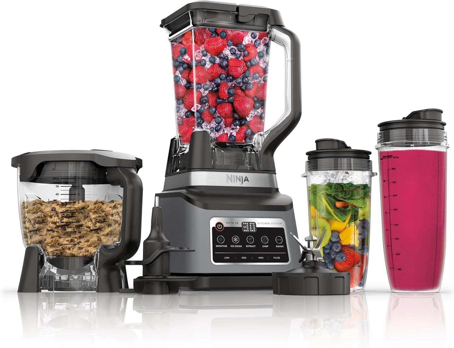 2026 Ninja BN801 Professional Plus Kitchen System  1400 WP  5 Functions for Smoothies  Chopping  Dough & More with Auto IQ  72-oz.* Blender Pitcher  64-oz. Processor Bowl  (2) 24-oz. To-Go Cups  Grey