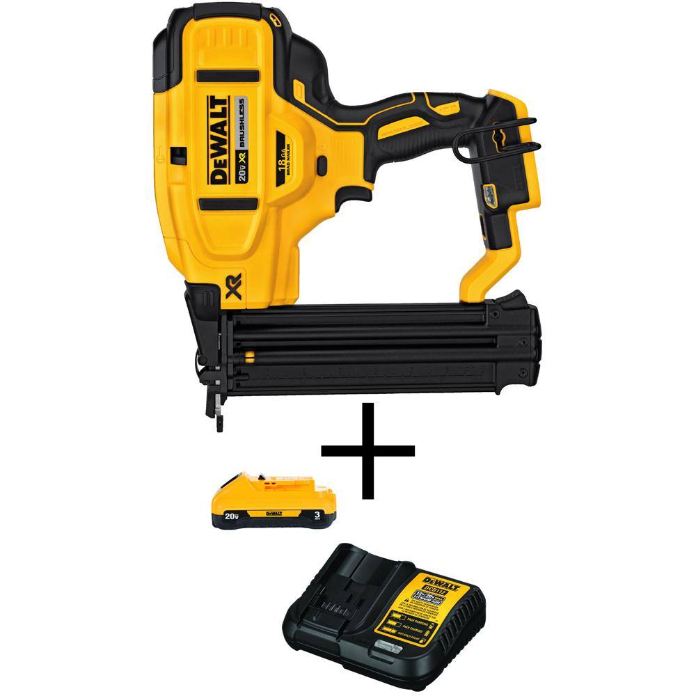 20V MAX XR Lithium-Ion 18-Gauge Nailer (1) 3.0Ah Battery and Charger DCN680BW230C