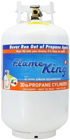 2026 Flame King YSN330 30lb Steel Propane Tank Cylinder with Gauge and OPD Valve for Grills and BBQs  Camping  Fishing  & Outdoor Activities  White