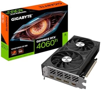 2026 GIGABYTE GeForce RTX 4060 Ti WINDFORCE OC 16G Graphics Card  2X WINDFORCE Fans  16GB 128-bit GDDR6  GV-N406TWF2OC-16GD Video Card