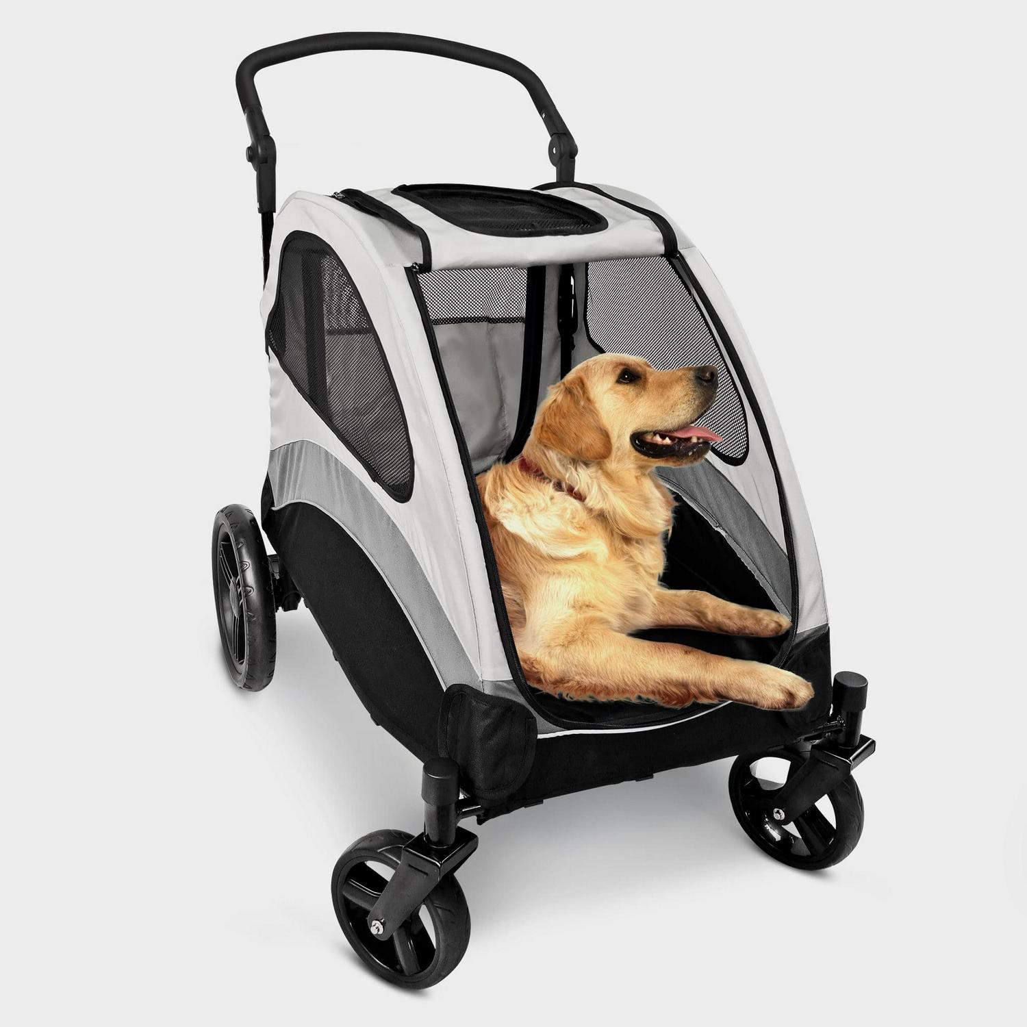 2026 Foldable Pet Stroller for Large or 2 Dogs Cats Jogger Wagon with 4 Wheels
