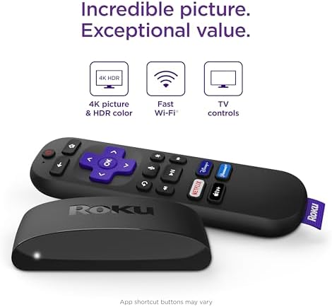 2026 Roku Express 4K+ | Roku Streaming Device 4K/HDR  Roku Voice Remote  Free & Live TV