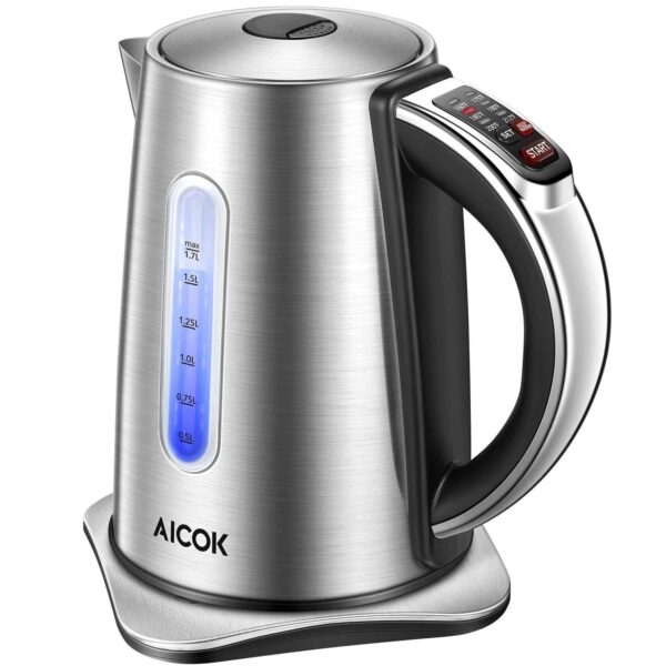 Aicok Electric Kettle Temp Electric Tea Kettle, Solid Stainless Steel, 1.7-Liter