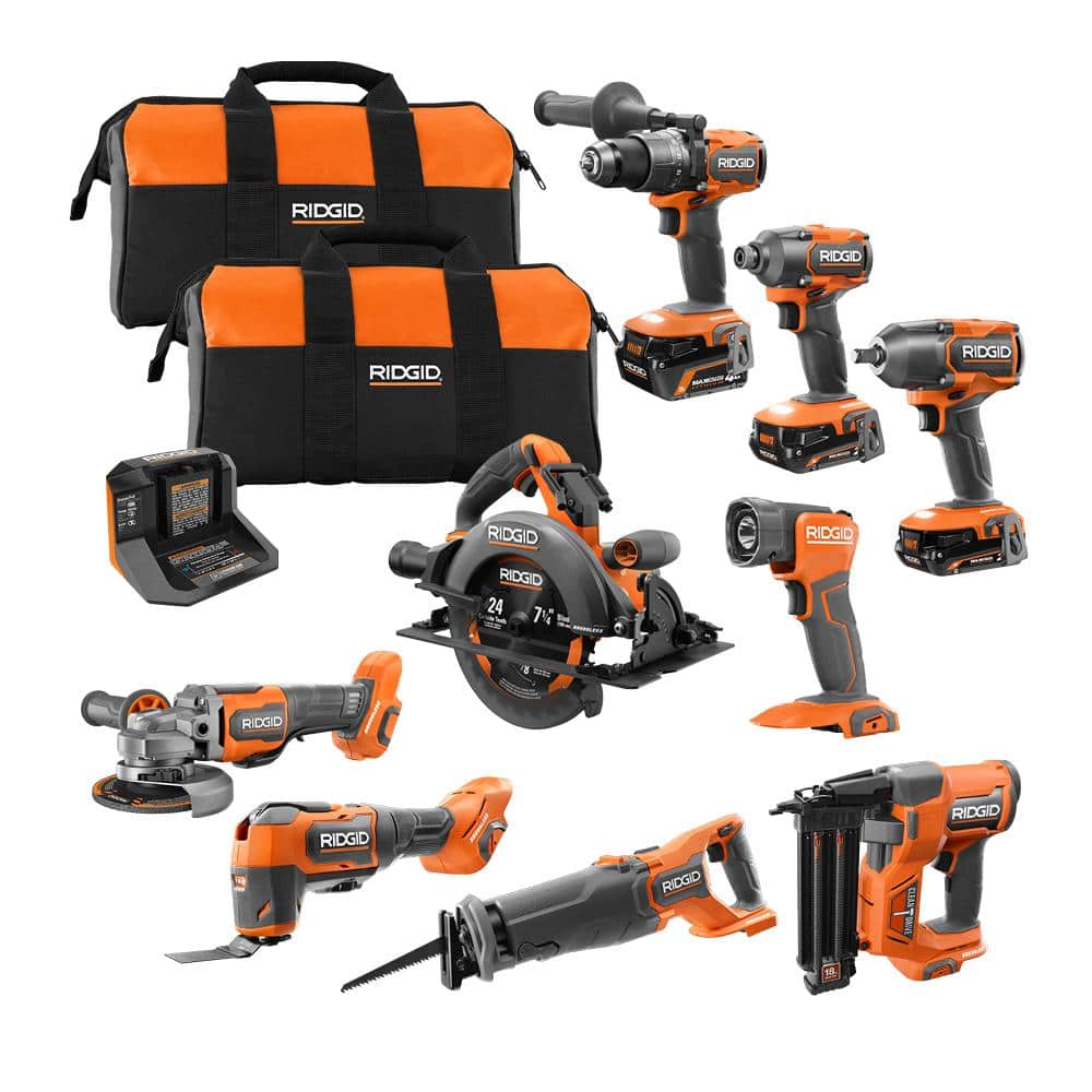 18V Brushless Cordless 9-Tool Combo Kit with (2) 2.0 Ah and (1) 4.0 Ah MAX Output Batteries, Charger, and Tool Bag R96265N