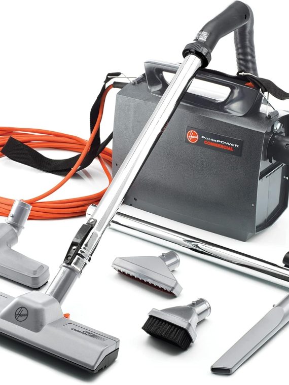 2026 Hoover Commercial PortaPower Lightweight Bagged Canister Vacuum Cleaner with Attachments  Portable Professional Pro Grade  Above Floor Cleaning  with Built-In Blower  CH30000  Black