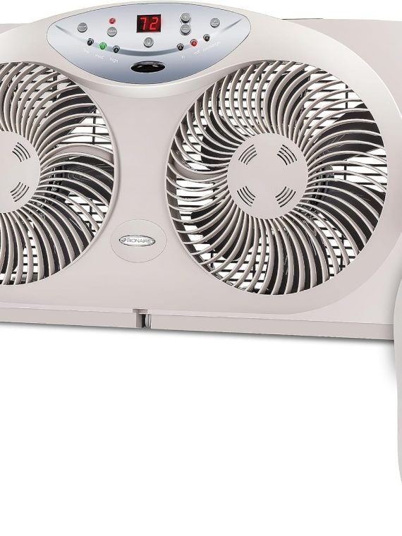 2026 Bionaire 8.5′′ Twin Window Fan with Reversible Airflow  3 Speeds  Remote Control