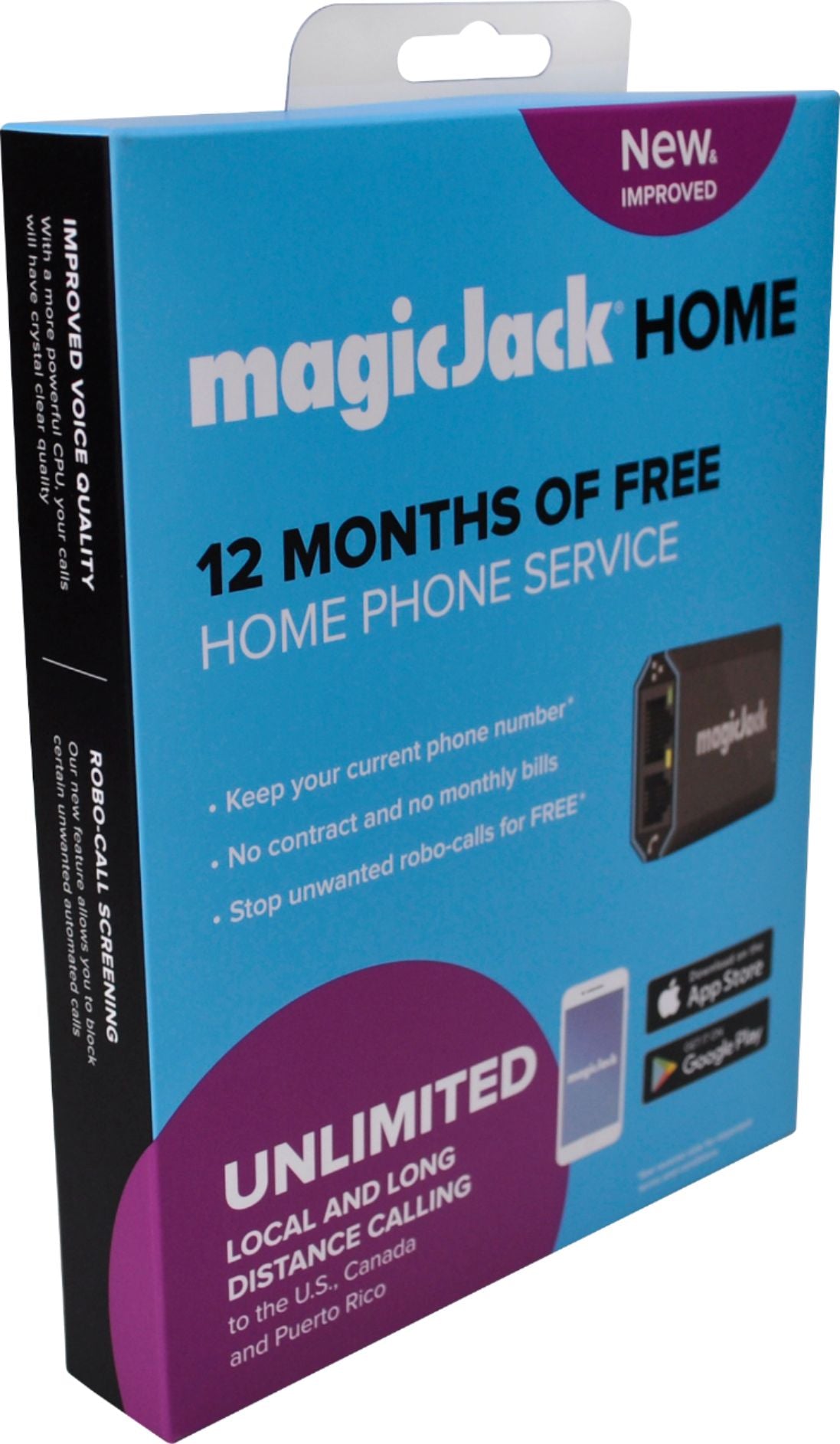 2026 MagicJack – HOME VoIP Telephone Adapter with 12 Months of Service – Black