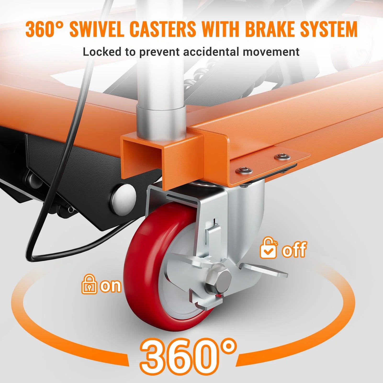 770lbs Capacity Hydraulic Lift Table Cart, 14′′-59′′ Lifting Height Manual Double Scissor Table Lift Cart with Non-Slip Pad for Material Handling and Transportation – Orange