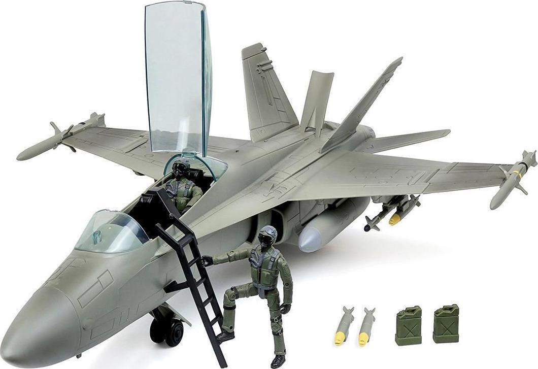 2026 Click Na Play Military Air Force F/A 18 Super Hornet Fighter Jet, 16 Piece Play Set With Accessories