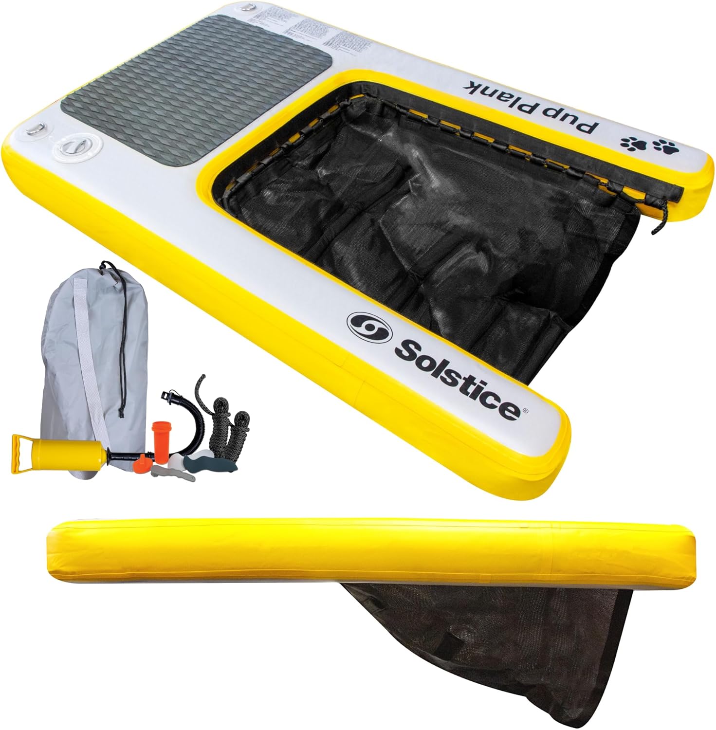 2026 SOLSTICE ORIGINAL Inflatable Pup Plank Dog Float Floating Ramp Ladder for Pools Boats Docks | Dog On Water Ladder Steps | for Swimming Pets Up to 200 Pounds | Claw Friendly Safe & Easy for Large Dogs