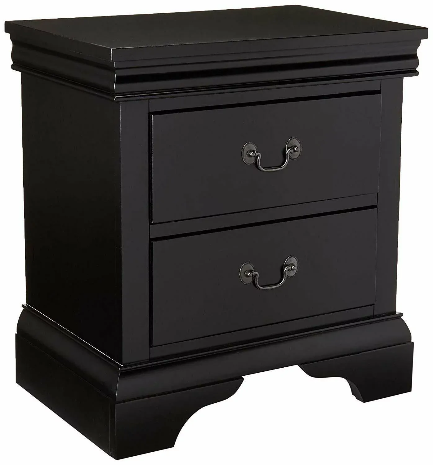 Gorgeous Black 3pc Beautiful Louis Philippe Style California King Size Sleigh Bed 2x Nightstand Set Wooden Bedroom Furniture
