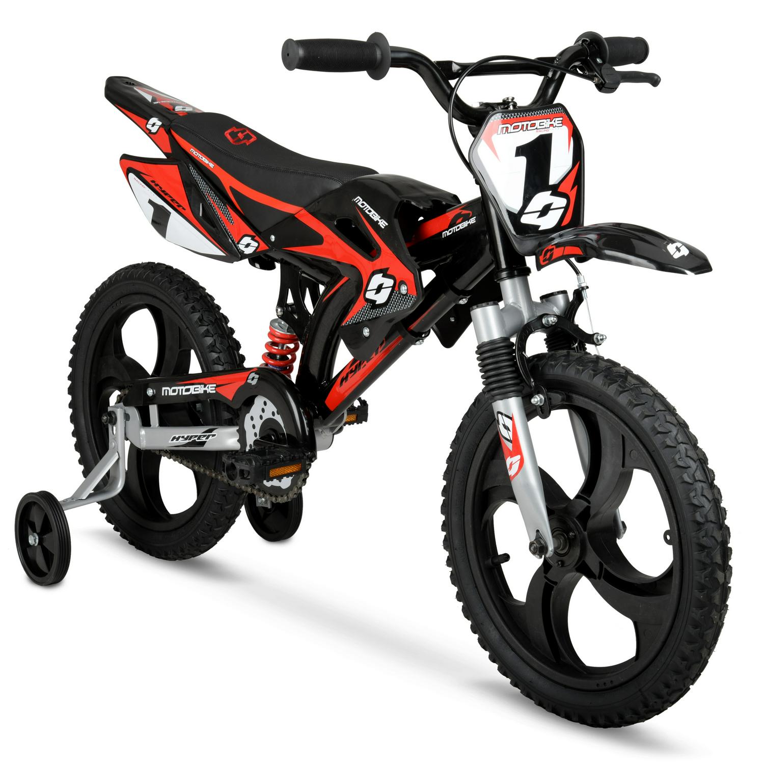 2026 Hyper Bicycles 16in Kids Mag Wheels Motobike, Black/Red