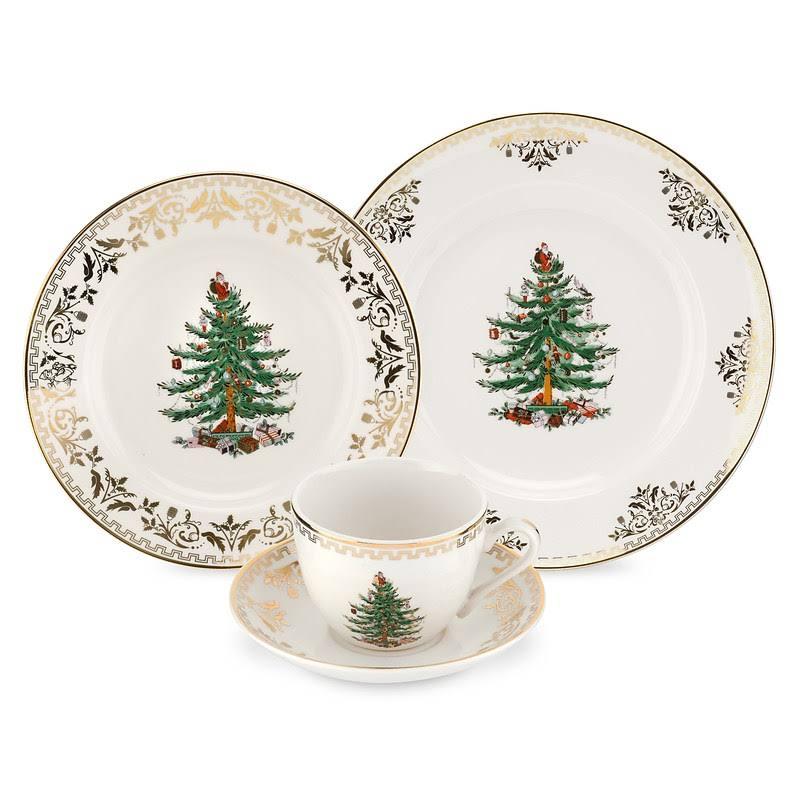Spode Christmas Tree Gold 4 Piece Place Setting, Service for 1