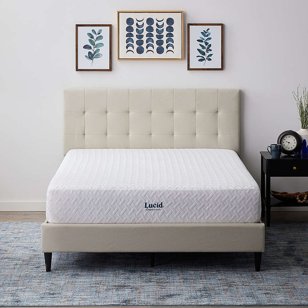 2026 Lucid Comfort Collection – 10-inch Med Firm Gel Memory Foam Mattress-Queen – White