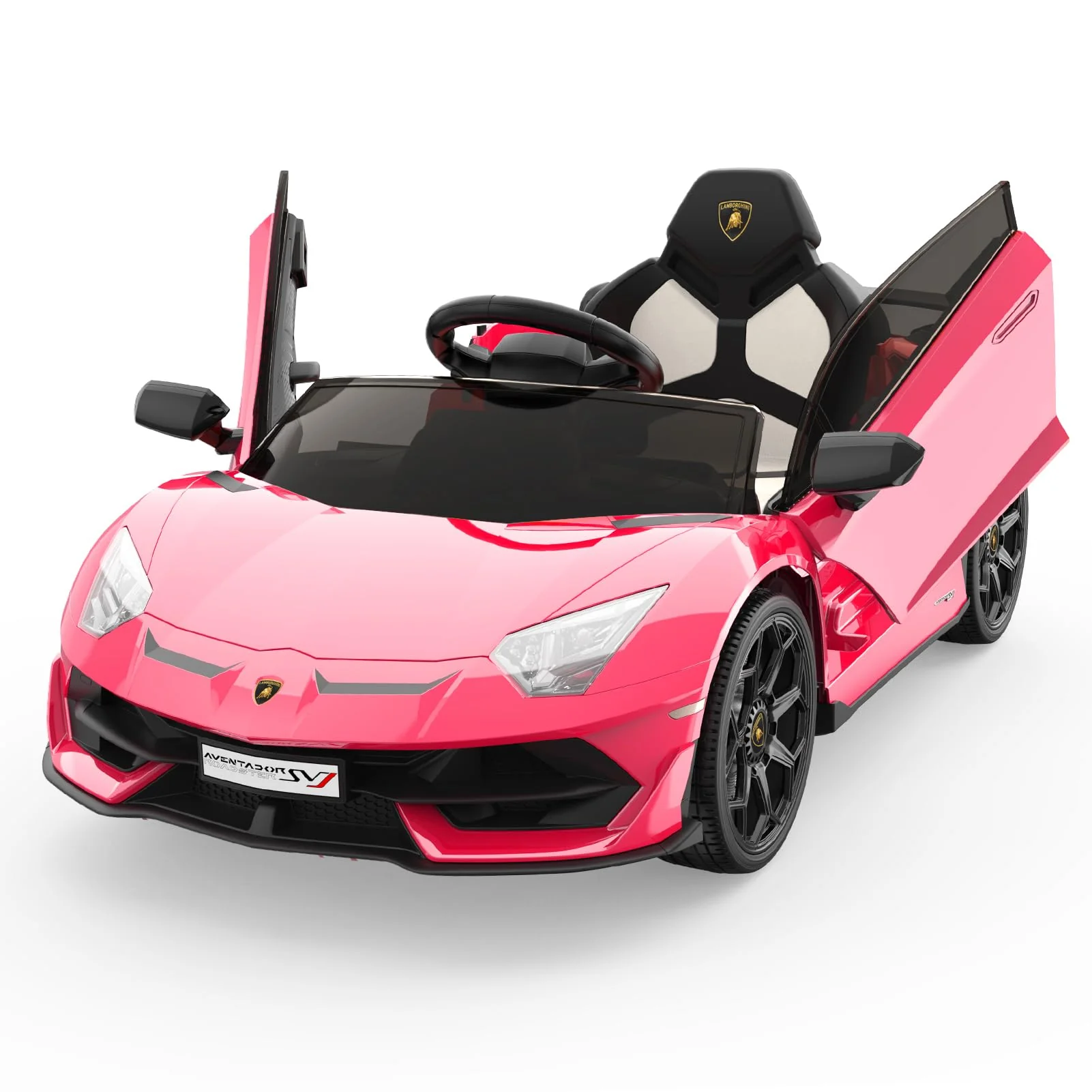 Garvee 12V Electric Ride-On Car for Kids | Licensed Lamborghini Battery-Powered Sports Car with Remote Control, 2 Speeds, Sound System, LED Headlights, Hydraulic Doors