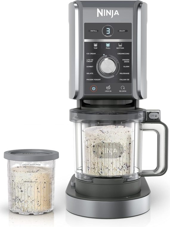 2026 Ninja NC501 CREAMi Deluxe 11-in-1 Ice Cream & Frozen Treat Maker for Ice Cream  Sorbet  Milkshakes  Frozen Drinks & More  11 Programs  Perfect for Kids  Silver  11 Functions + (2) 24 oz. Pints