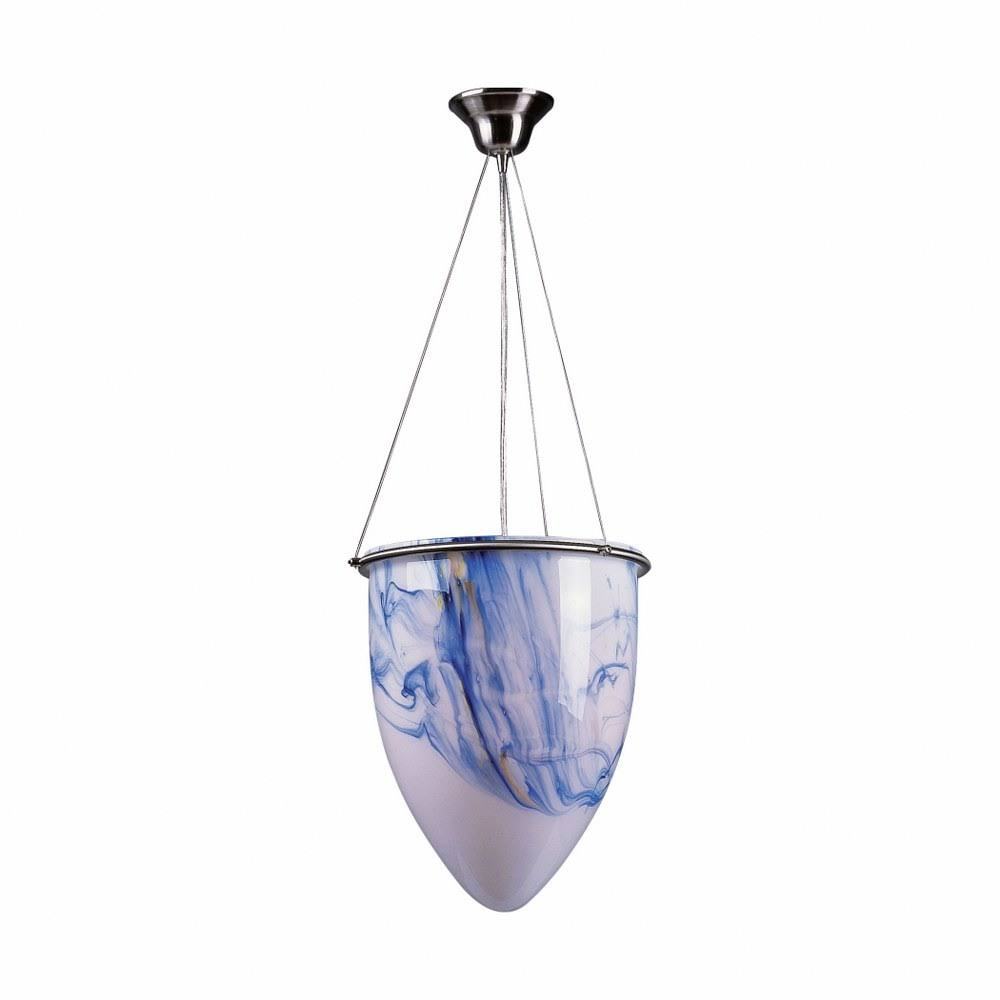 1 Light Pendant Satin Nickel Finish with White and Blue Glass - 31-BEL-4546242 - Bailey Street Home