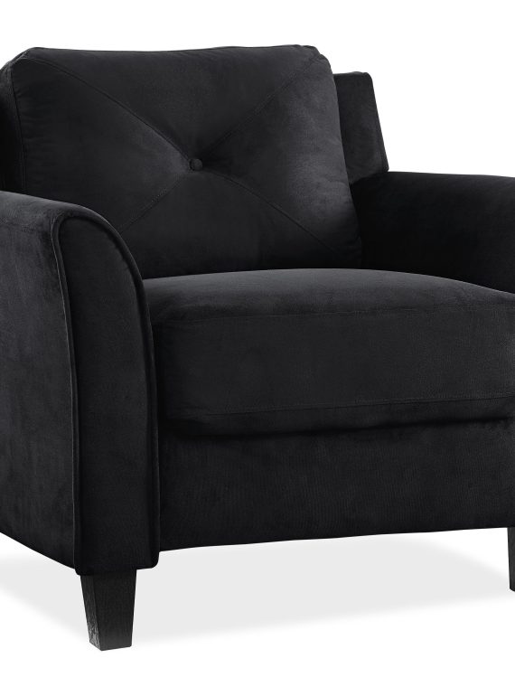 2026 Lifestyle Solutions – Hartford Chair Upholstered Fabric Curved Arms – Black