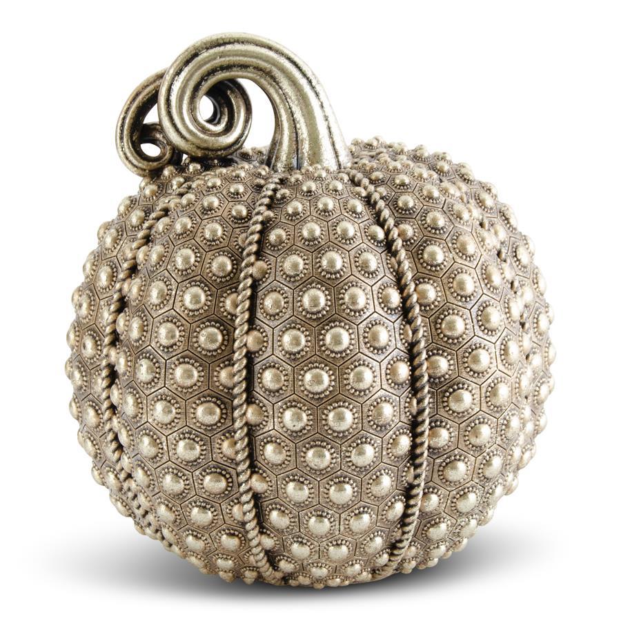 Resin Antique Gold Textured Pumpkin, 9.75