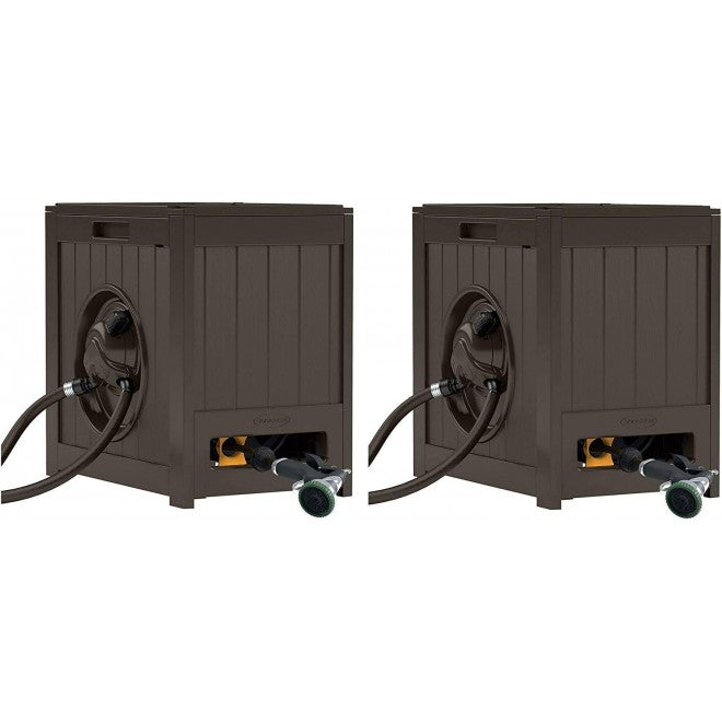 2026 Suncast 125? Aquawinder Auto Rewind Water Powered Yard Hose Reel, Java (2 Pack)