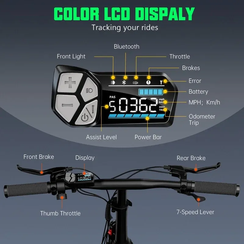 TST Electric Bike, 4.0 Fat Tire Foldable Ebike, 48V 13Ah Battery, 750W Electric Commuter Bicycle with LCD, 20