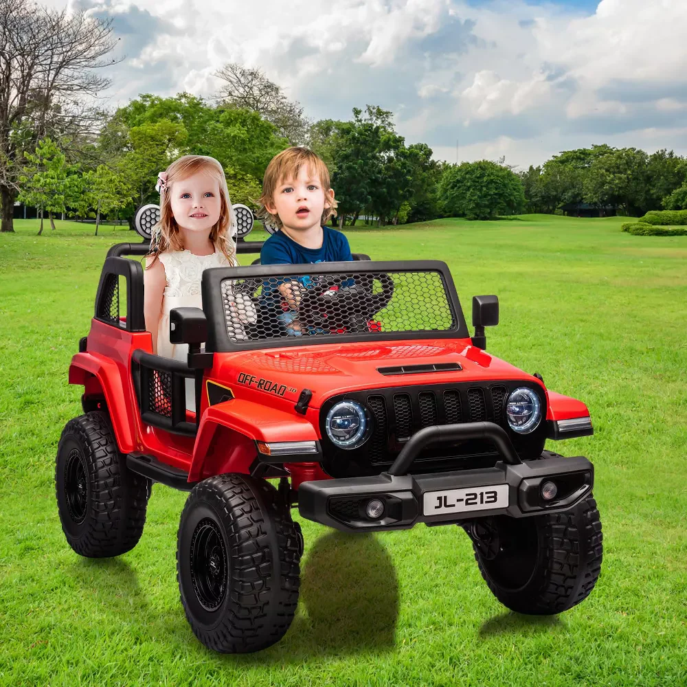 Garvee 24V 7AH Kids Ride on Truck Car 2 Seater Electric Vehicles for Toddles 2WD/4WD Switchable Battery Powered Cars with Remote Control, 4-Wheeler Suspension, LED Lights, MP3, Back Storage - Red