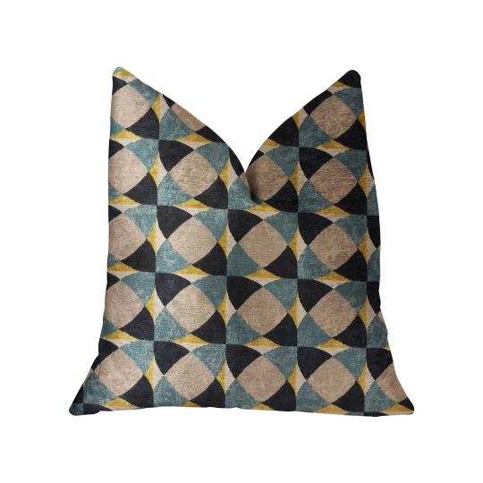 2026 Plutus Shape Reflections Blue and Beige Luxury Throw Pillow 26x22L x26x22W