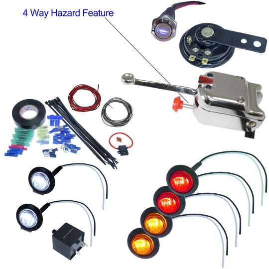 2026 UTV ATV Turn Signal Kit with Horn (Round LED, Lever Switch)