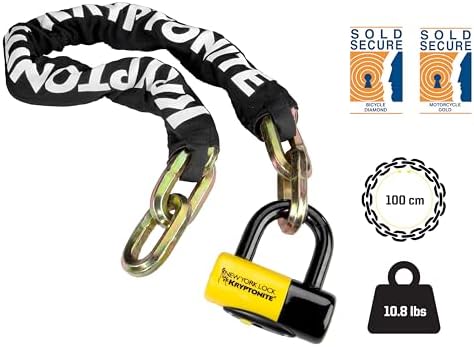 2026 Kryptonite New York FAHGETTABOUDIT 1410 Bike Chain Lock  3.28 Feet Long 14mm Steel Chain Heavy Duty Anti-Theft Bicycle Chain Lock with Keys  10/10 Security Rating for E-Bike  Motorcycle  Scooter