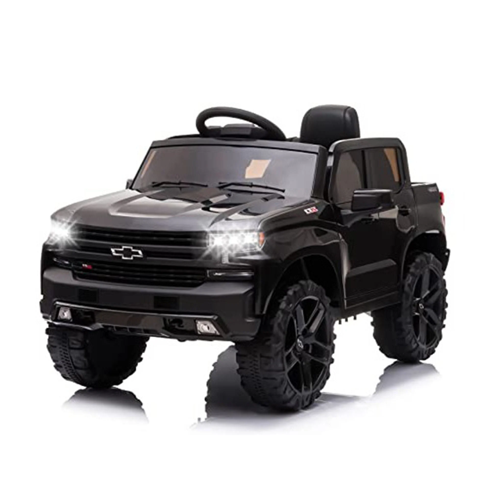 Garvee 12V Ride on Car,Battery Powered Licensed Chevrolet Silverado GMC Kids Ride On Truck,Toddler Electric Vehicles Toys w/Remote Control, MP3/Bluetooth, Spring Suspension, LED Light (12VBlack)