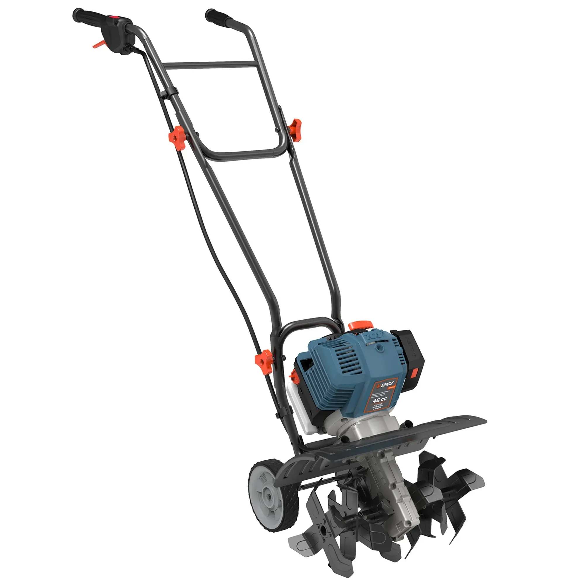SENIX 46 cc 4-Cycle Gas Powered Tiller Cultivator, 15-Inch Tilling Width, 8-Inch Tilling Depth, TL4QL-L1