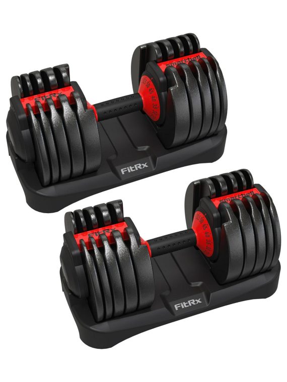 2026 FitRx SmartBells Set Quick Select Adjustable Dumbbells, 5-52.5 lbs., Pair