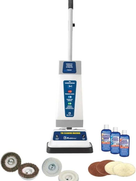 2026 Koblenz Shampooer and Polisher Cleaning Machine  Floor Cleaner with 1100-rpm Motor  5′ Power Cord  120-oz Tank  2-Speed Settings  Scrubbing Brushes  Lambswool Pads  and Polishing Pads  P-820 B