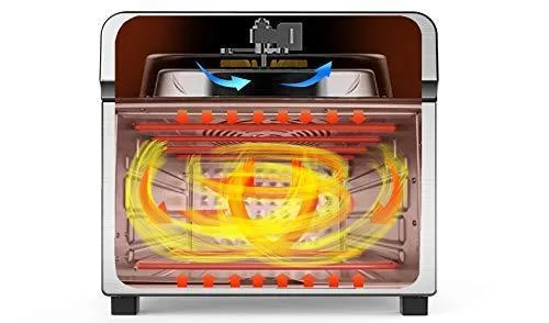 Geek Chef Air Fryer Toaster Oven, 6 Slice 24QT Convection Airfryer Countertop Oven, Roast, Bake, Broil, Reheat, Fry Oil-Free, Cooking Accessories Included, Stainless Steel, Silver, 1700W