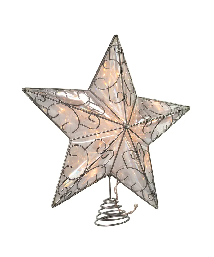 10-Light Silver Wire Star Snowfall Treetop, 12