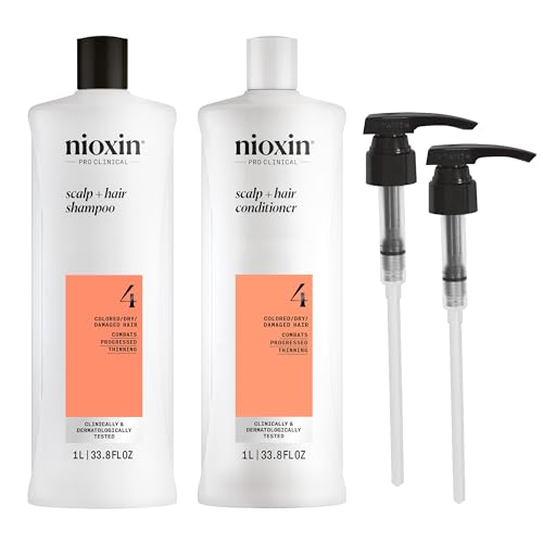 2026 Nioxin System 4 Shampoo & Conditioner Prepack  For Color Treated Hair with Progressed Thinning  Pumps Included  33.8 fl oz (Packaging May Vary)