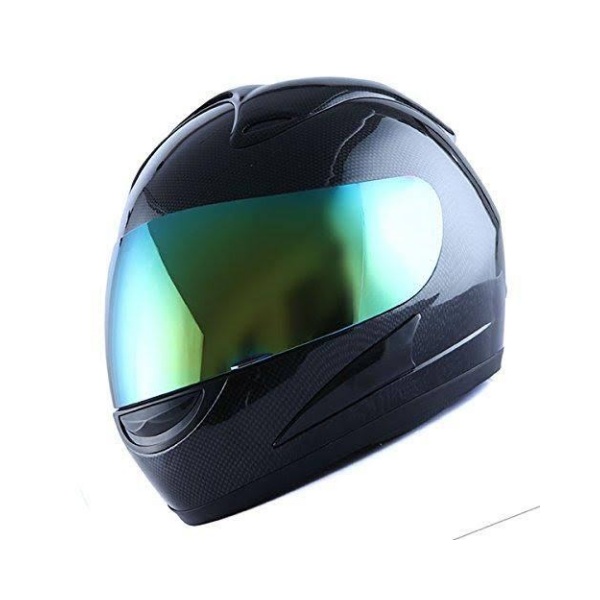 Wow Motorcycle Street Bike Full Face Helmet Carbon Fiber Black