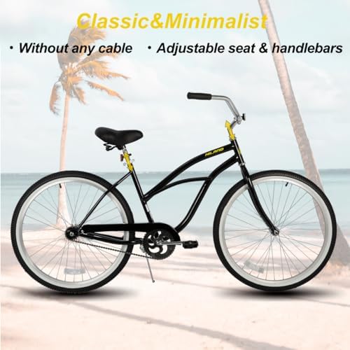 2026 HILAND 26 Inch Womens Beach Cruiser Bike  Single Speed Commuter Bicycle with Rear Coaster Brake  Low Step-Through Frame  Comfortable Seat with Dual Springs  City Hybrid Bike for Women Men Adult