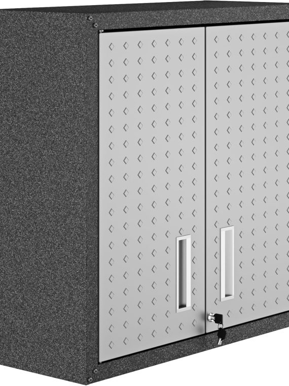 2026 Manhattan Comfort Fortress Floating Garage Storage Cabinet  Black/Grey