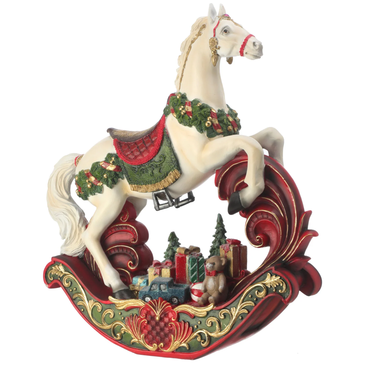 Rocking Horse W/ Holiday Gifts And Elegant Detailing, 20.5