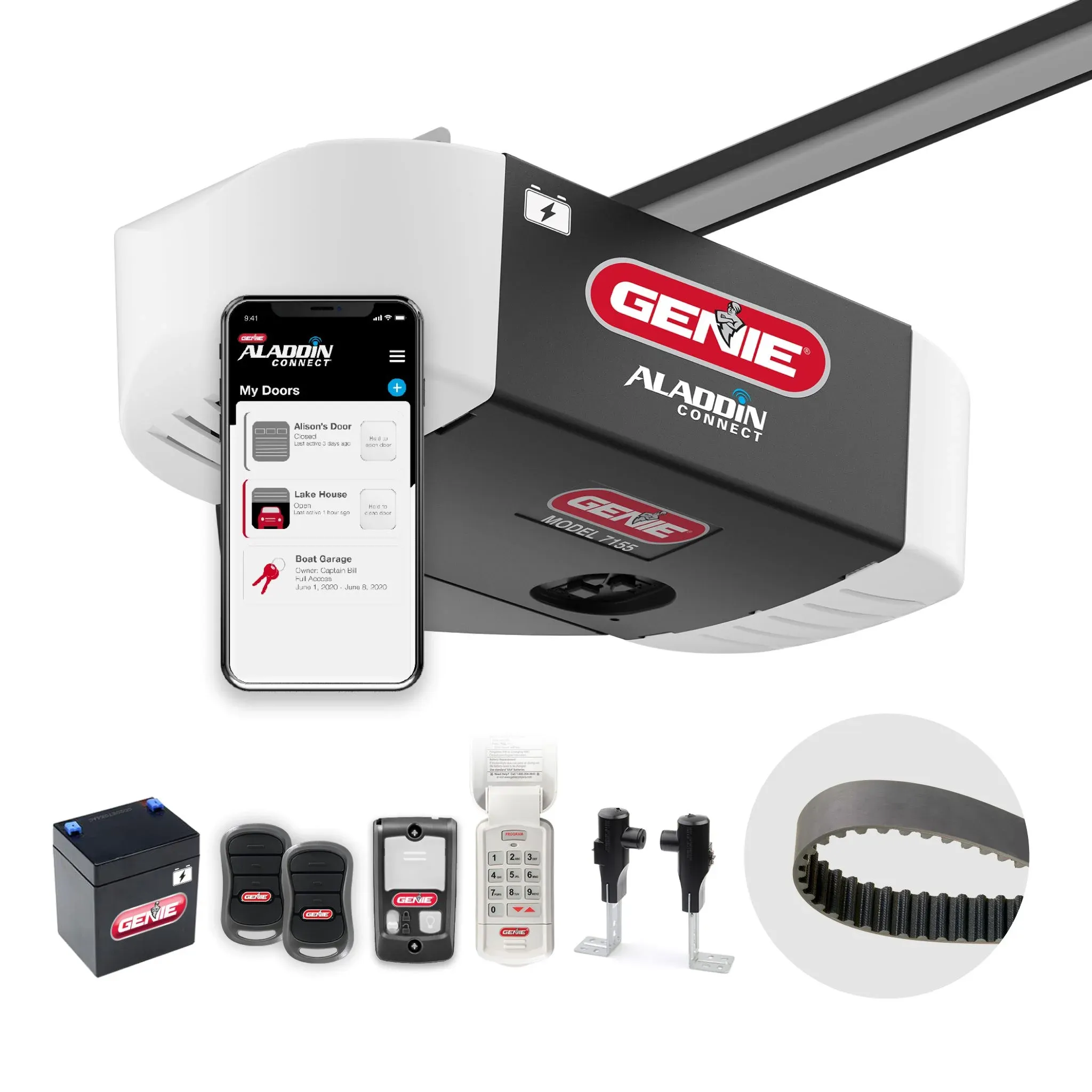 Genie 7155-TKV Smart Garage Door Opener StealthDrive Connect - Ultra Quiet opener, WiFi, Battery Backup - Works with Alexa & Google Home